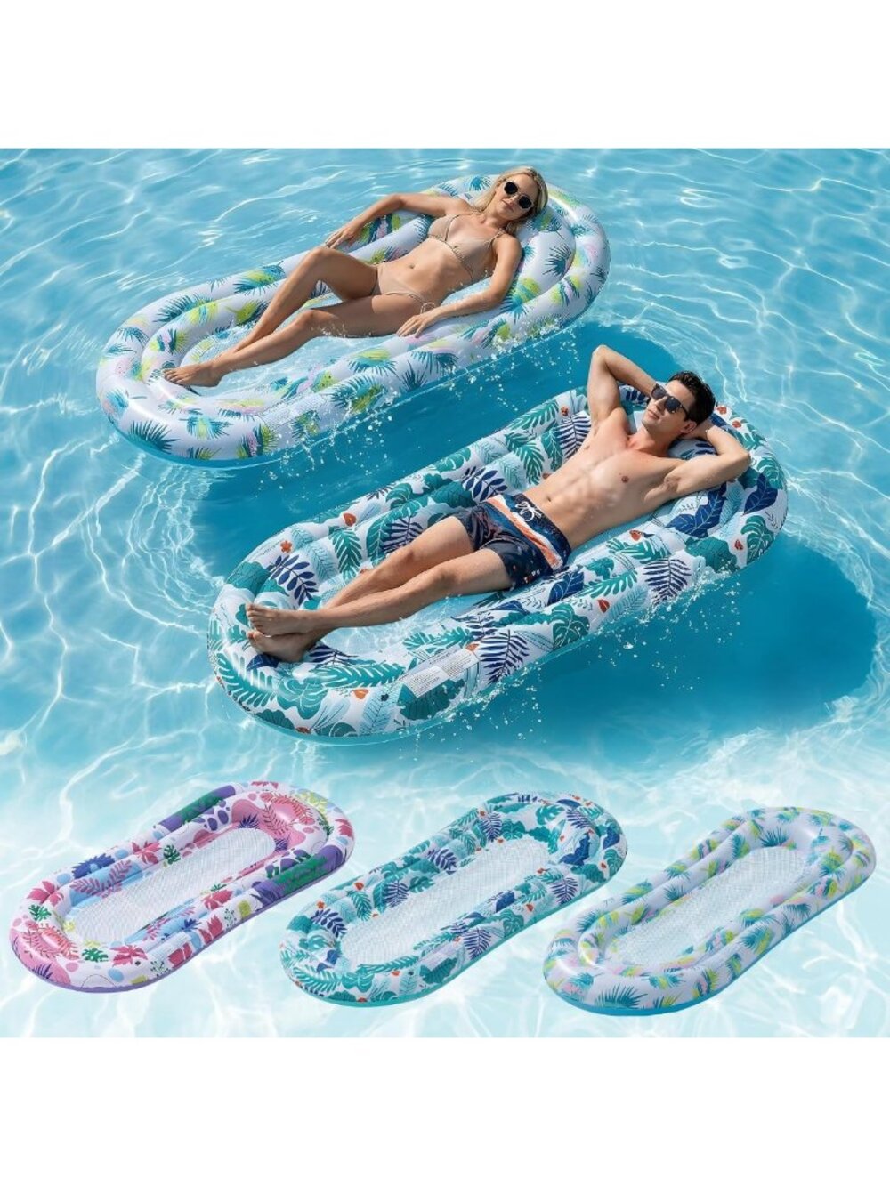 3 Pack Inflatable Pool Floats & Loungers - Fun Rafts for Adults & Kids